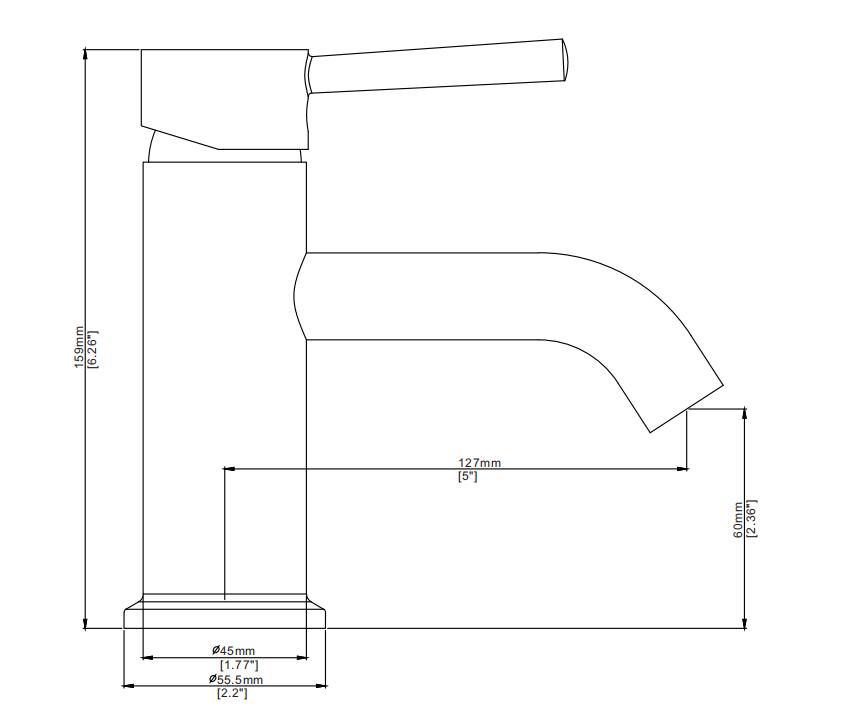 CUPC CE-zertifizierter, an Deck montierter Badezimmer-Einloch-Waschtischhahn aus SUS 304 mit rundem Einloch-Waschtischhahn
