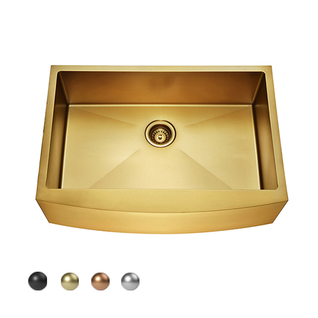 Goldene Goldfarben-Edelstahl-handgefertigte Bauernhaus-Einzelschüssel-Küchenspüle